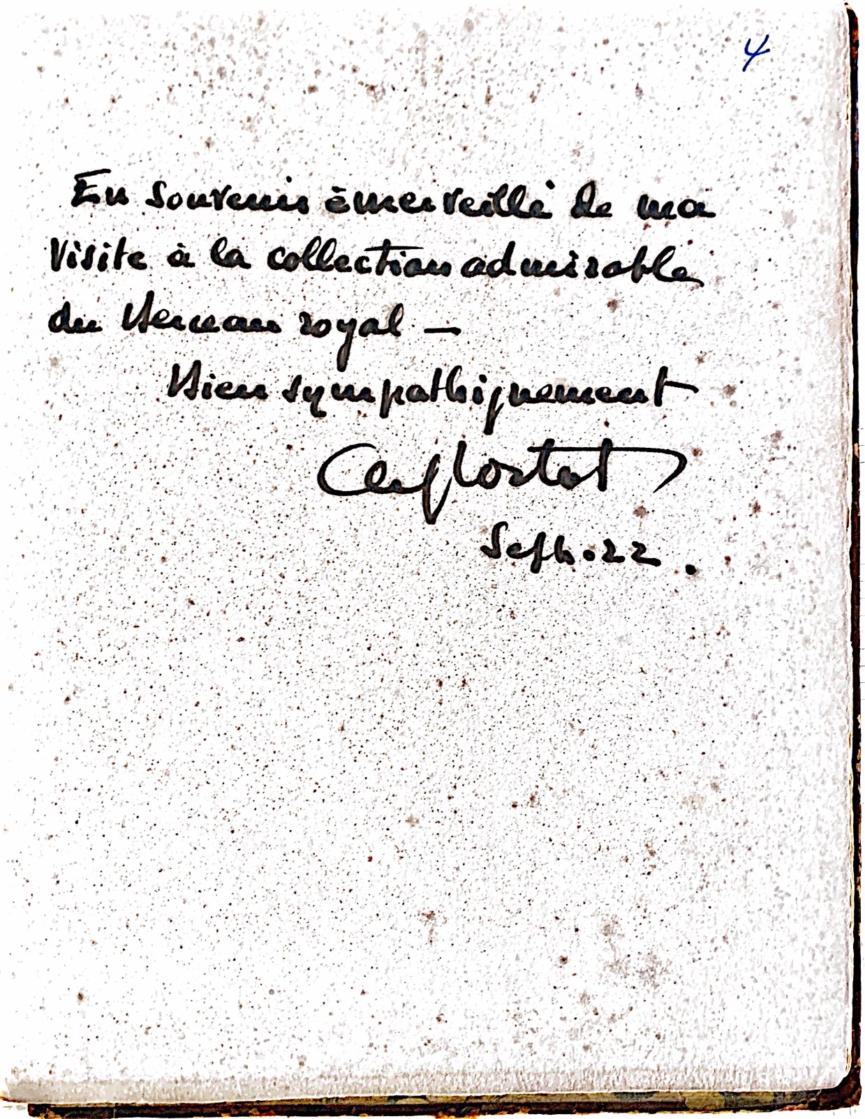 Alfred Cortot (sept 1922) Livre d’or Berceau Royal