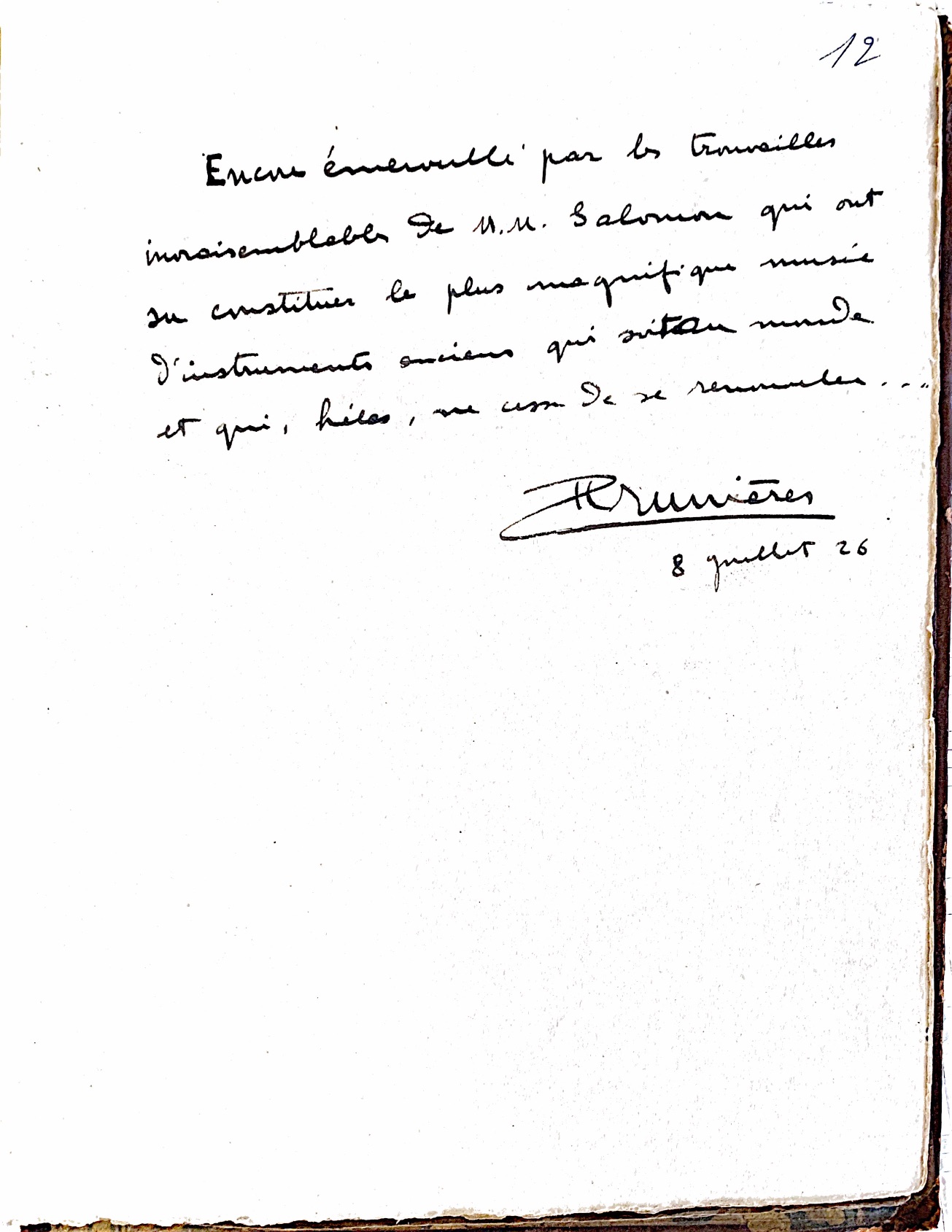Henri Prunières (8 juillet 1926) Livre d’or Berceau Royal