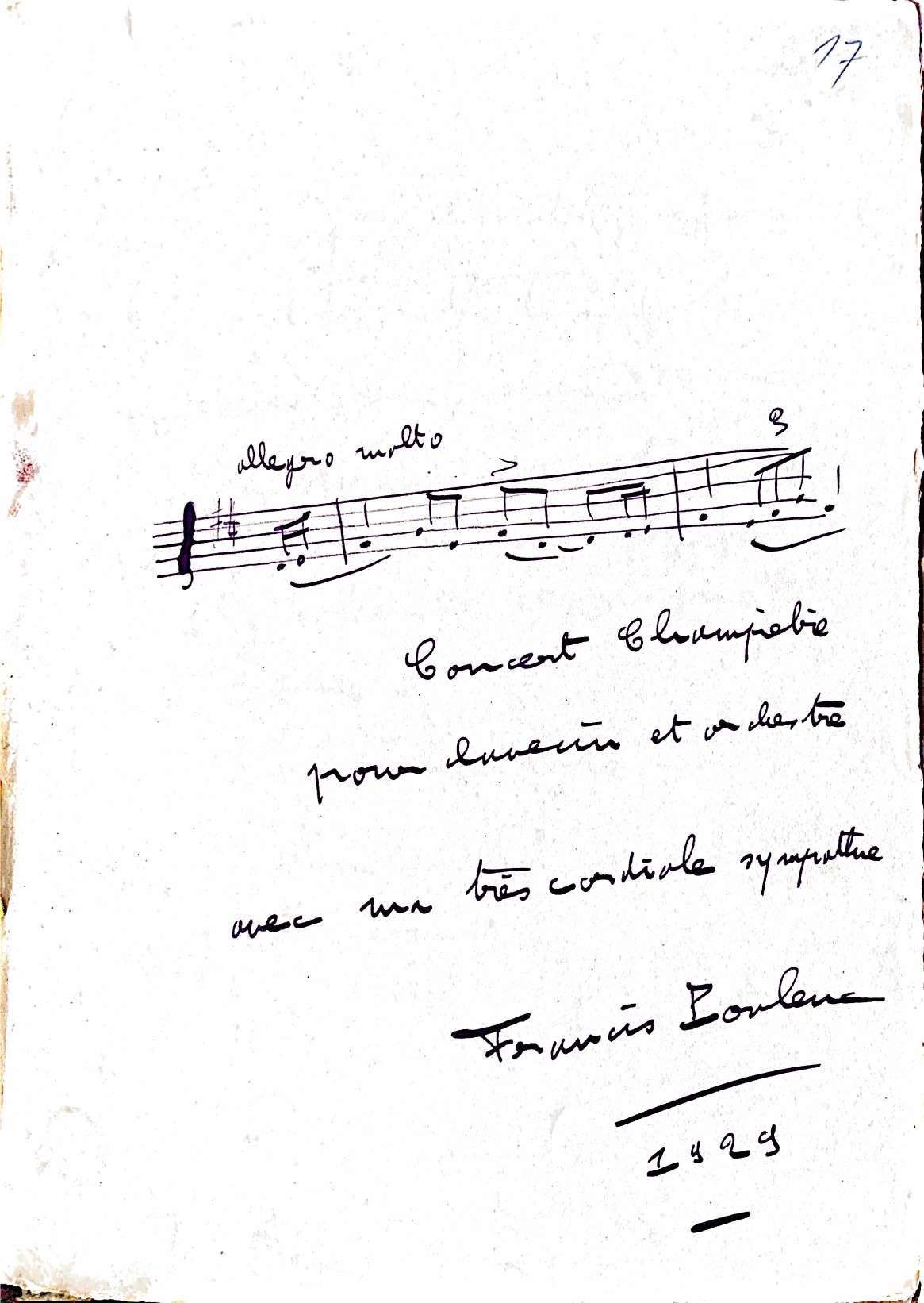Francis Poulenc (1929) Livre d’or Berceau Royal